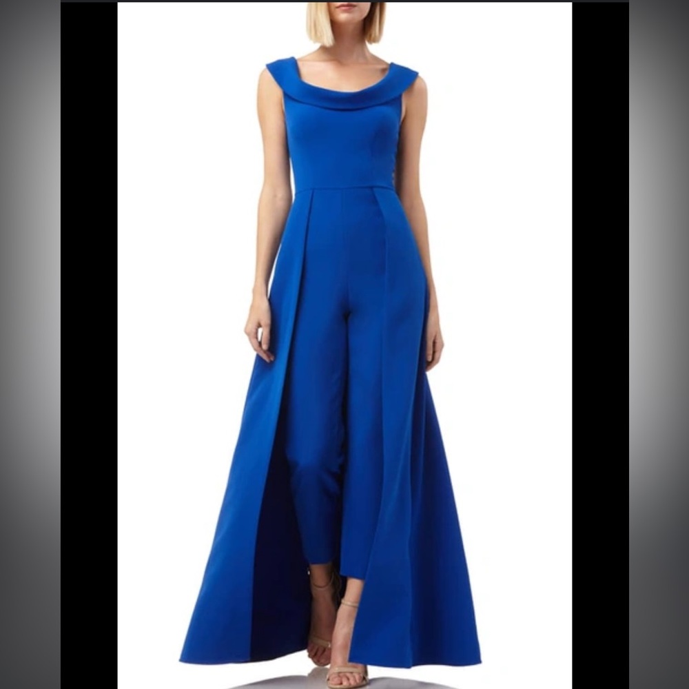 KAY UNGER Anais Stretch Crepe Jumpsuit with Skirt Overlay